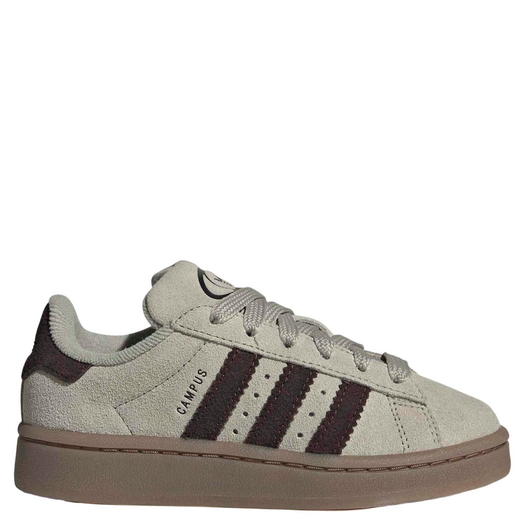 Beige en bruine jongens en meisjes adidas Originals CAMPUS 00s suède sneakers - met veters