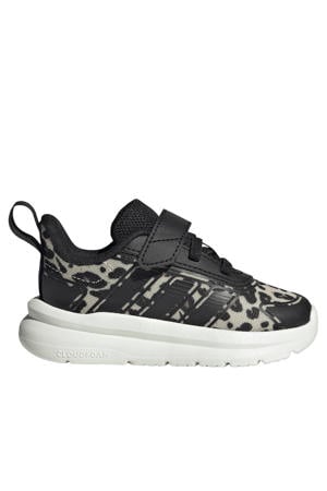 sneakers met panterprint - zwart/ecru