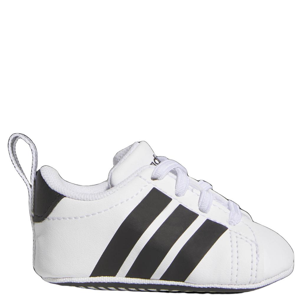 Wit en zwarte jongens en meisjes adidas Sportswear Grand Court imitatieleren sneakers - met elastische veters