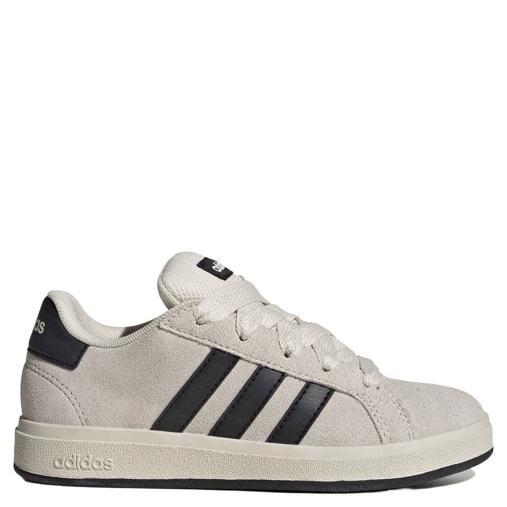 Beige en zwarte jongens en meisjes adidas Sportswear Grand Court imitatieleren sneakers - van suède/voering: mesh/voetbed: eva met veters