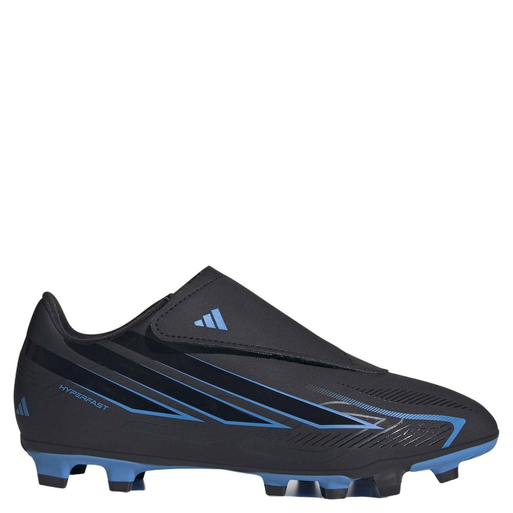 Zwart en blauwe jongens en meisjes adidas Performance F50 Hyperfast Club junior imitatieleren voetbalschoenen - met klittenband