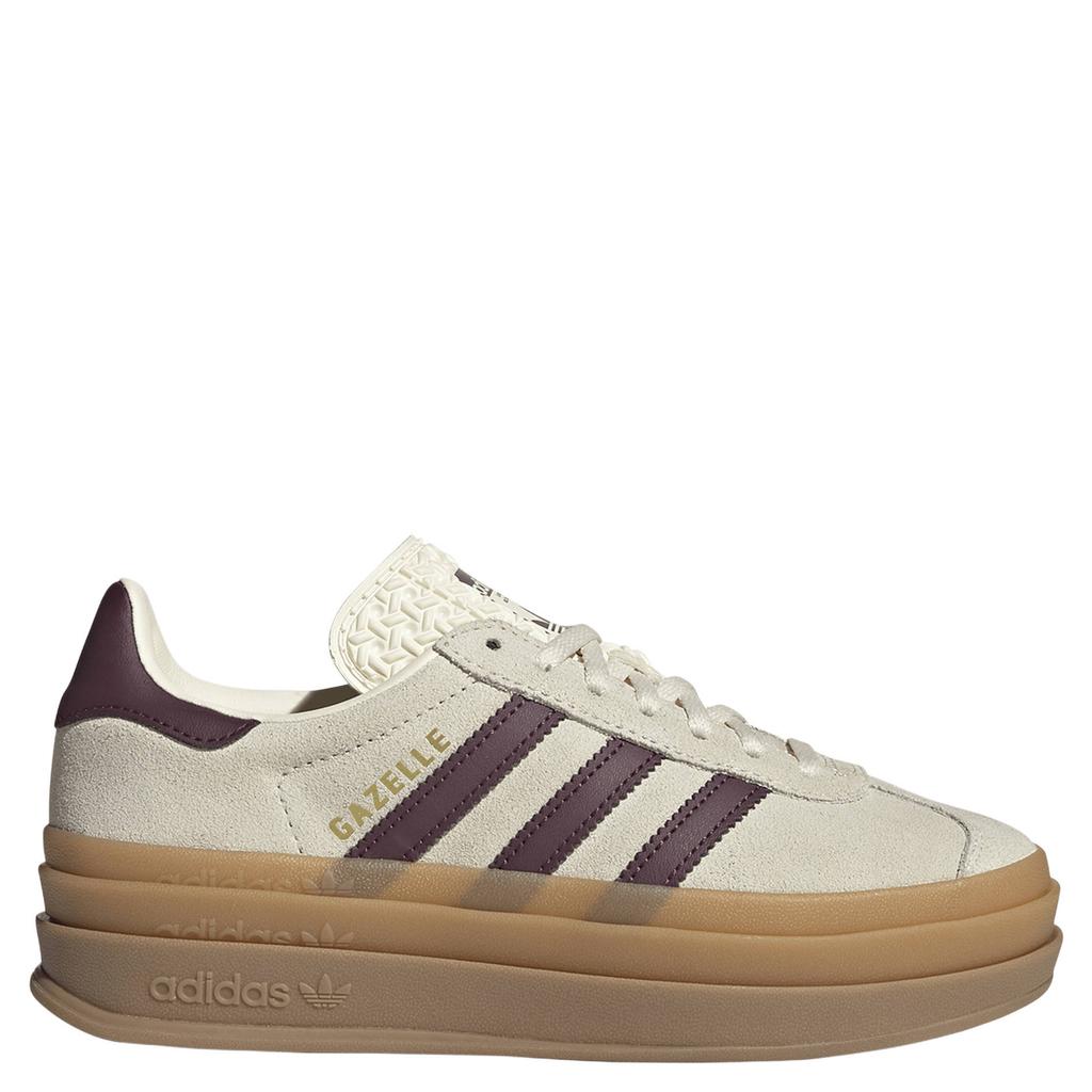 Donkerrode jongens en meisjes adidas Originals Gazelle Bold leren sneakers - crème met veters