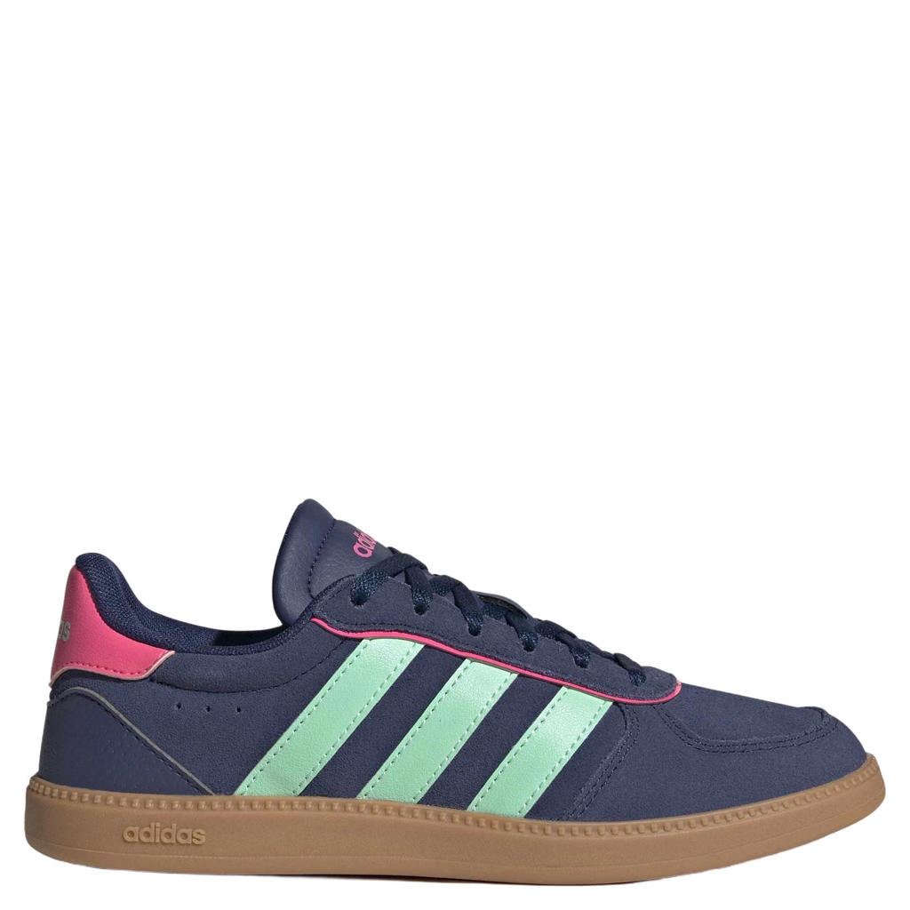 Donkerblauw en mintgroene jongens en meisjes adidas Sportswear Breaknet Sleek imitatieleren sneakers - met veters