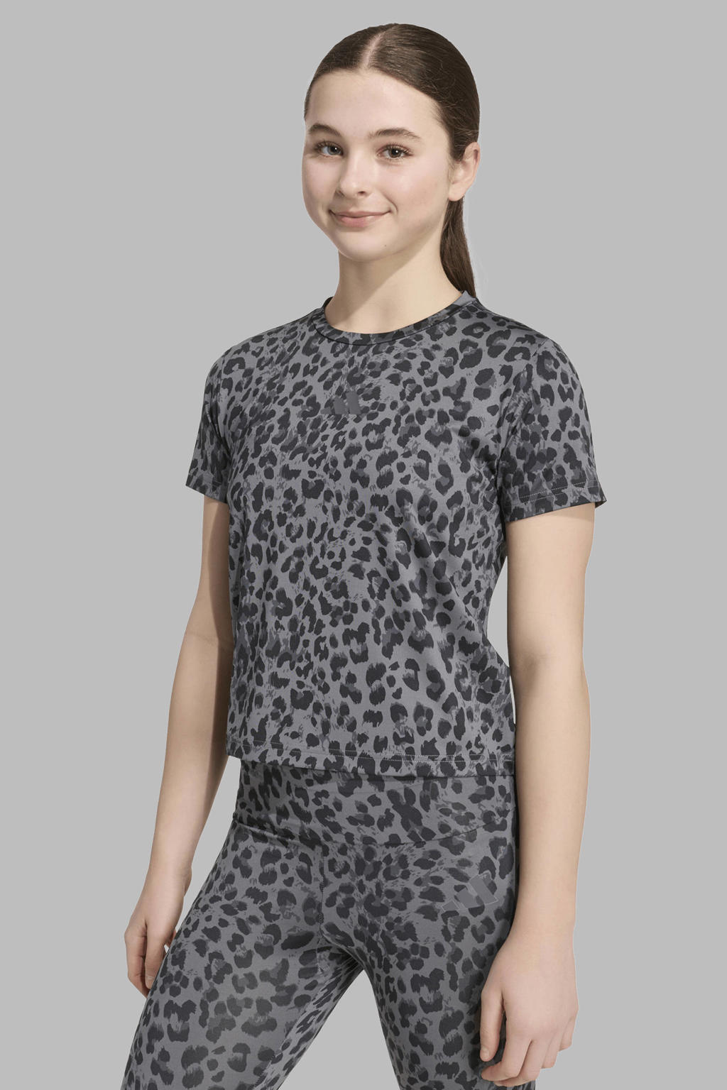 adidas Sportswear T-shirt met panterprint - grijs