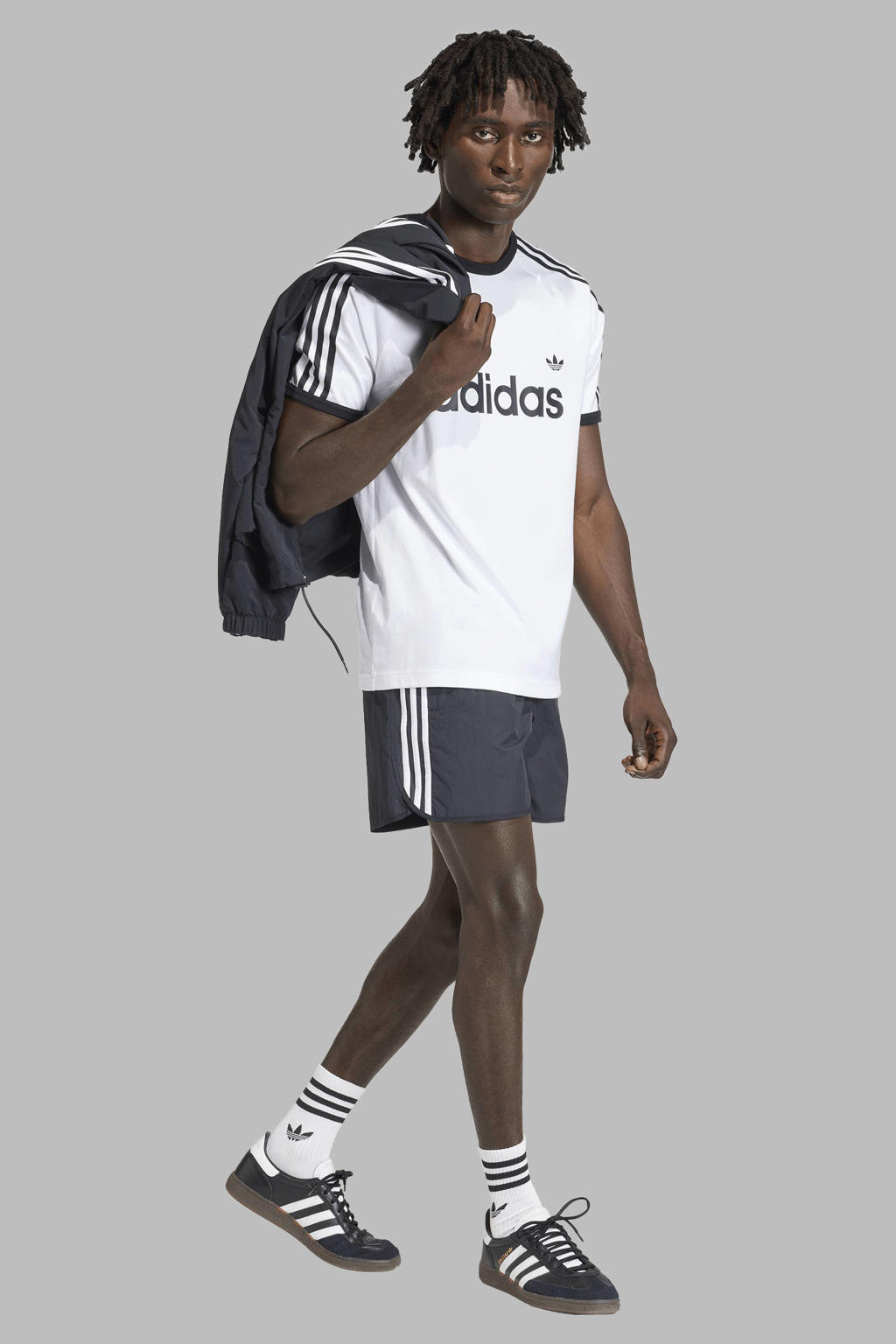 adidas Originals ringer T-shirt met logo - wit/zwart