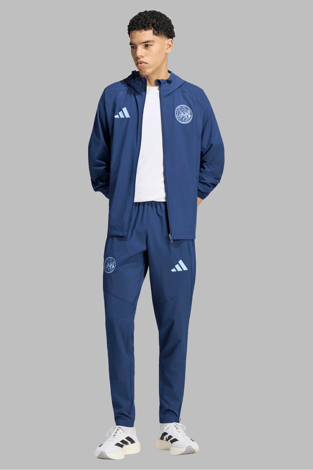 Blauwe heren adidas Performance van polyester met elastische tailleband met koord