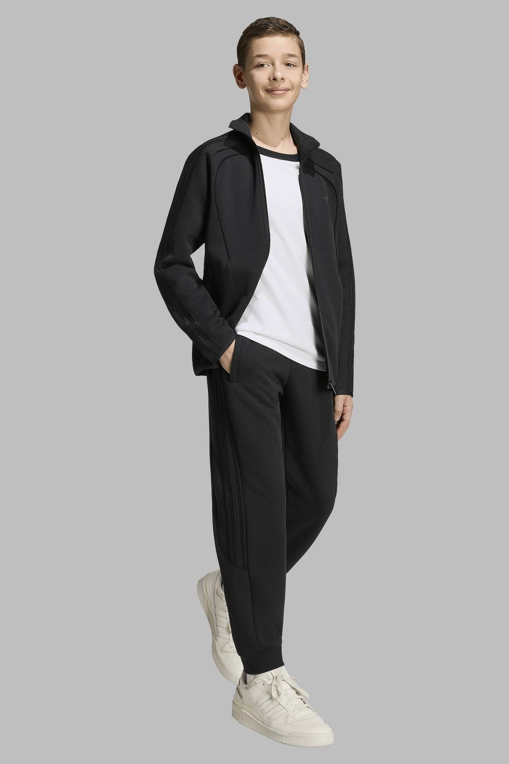 Zwarte jongens en meisjes adidas Originals Spacer trainingsbroek van polyester met elastische tailleband met koord en effen