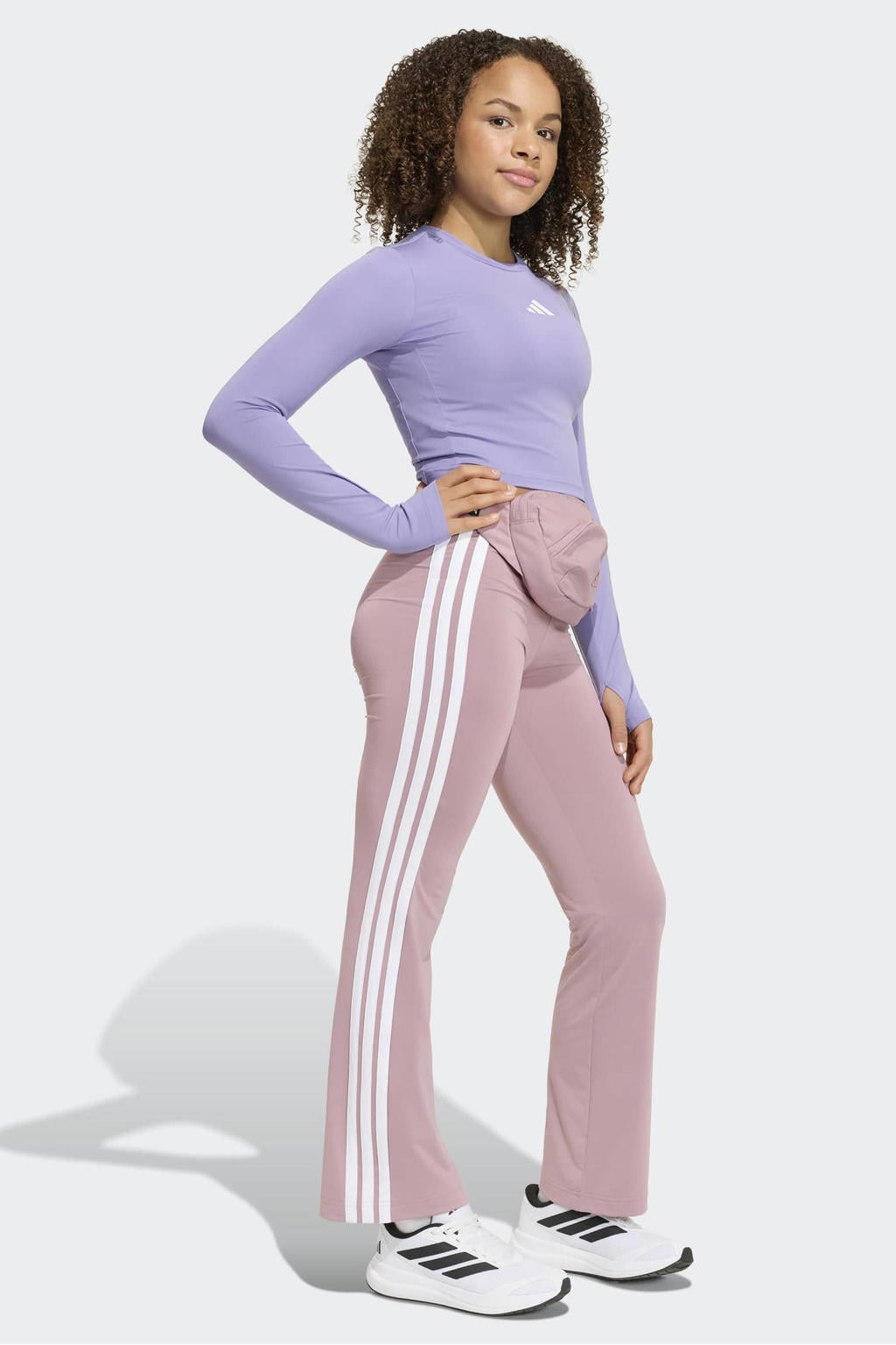 Roze meisjes adidas Sportswear climacool sportlegging van polyester met flared pijpen en elastische tailleband