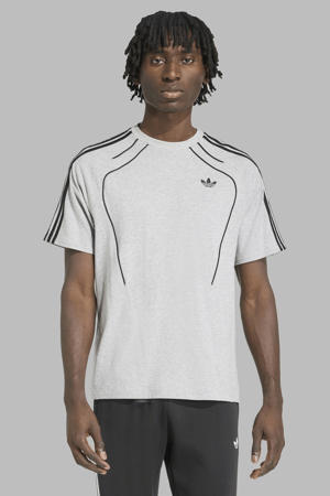 regular fit gestreept T-shirt - grijs