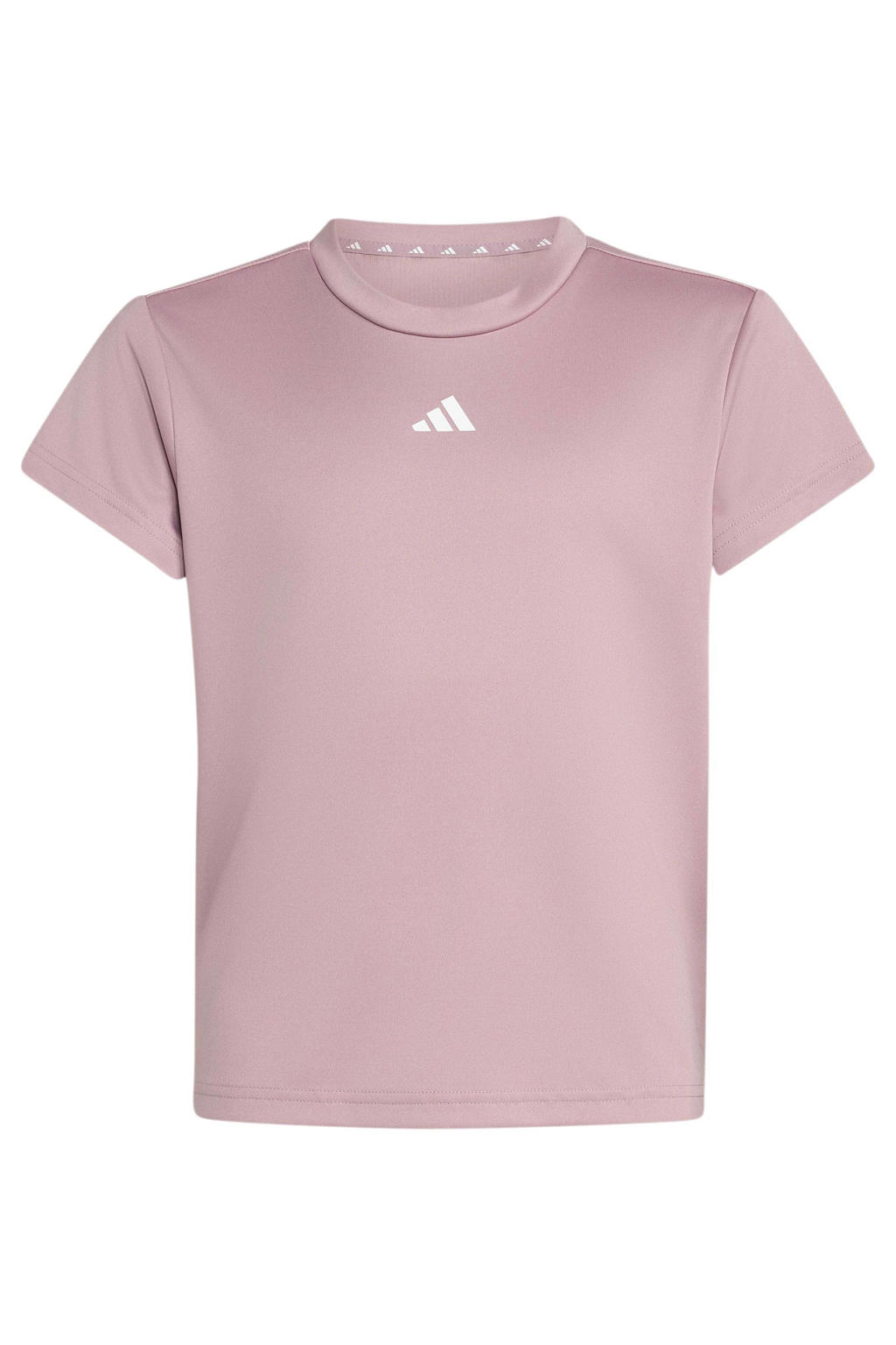 Roze meisjes adidas Sportswear junior voetbalshirt van polyester met korte mouwen en ronde hals