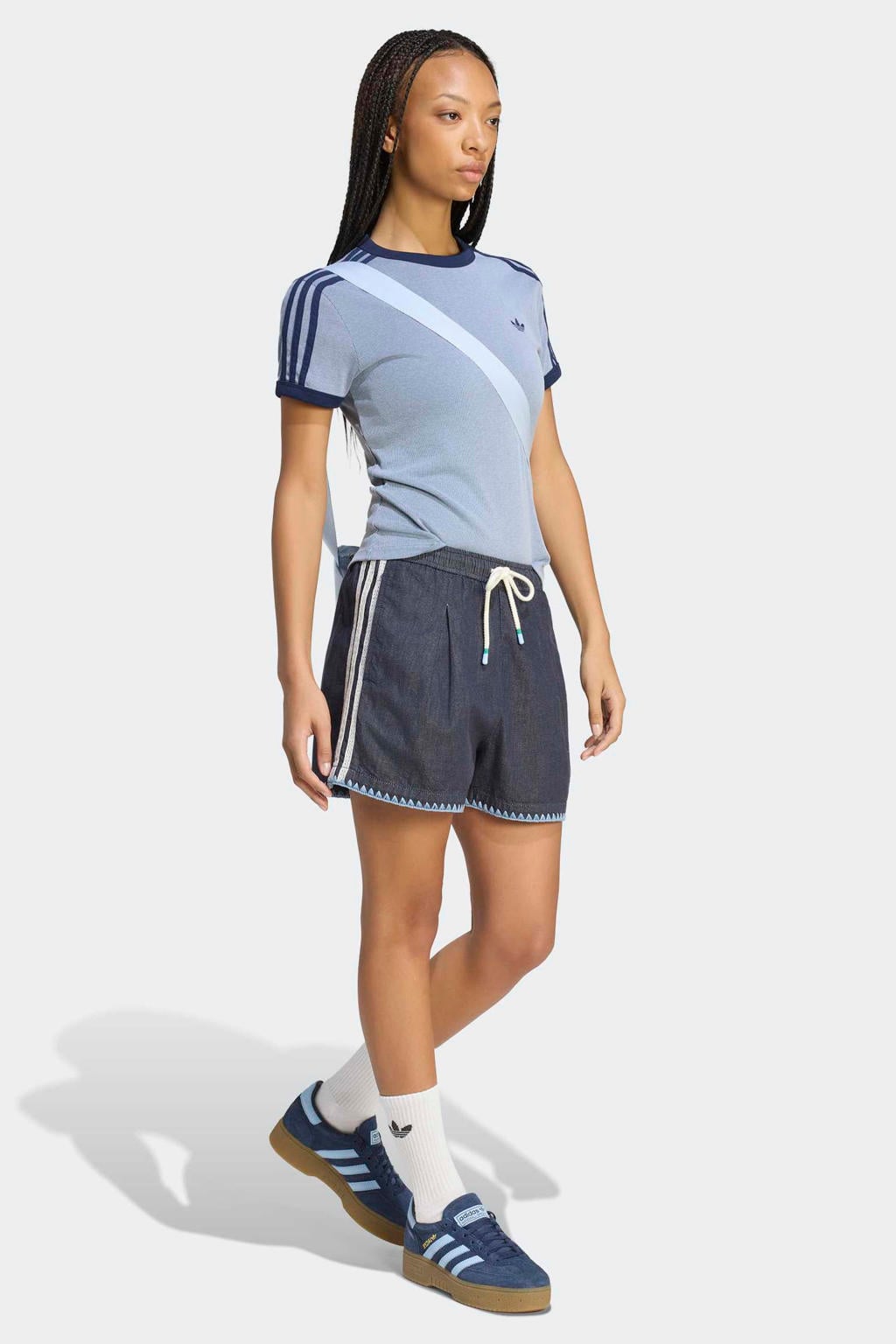 adidas Originals loose fit denim short - donkerblauw