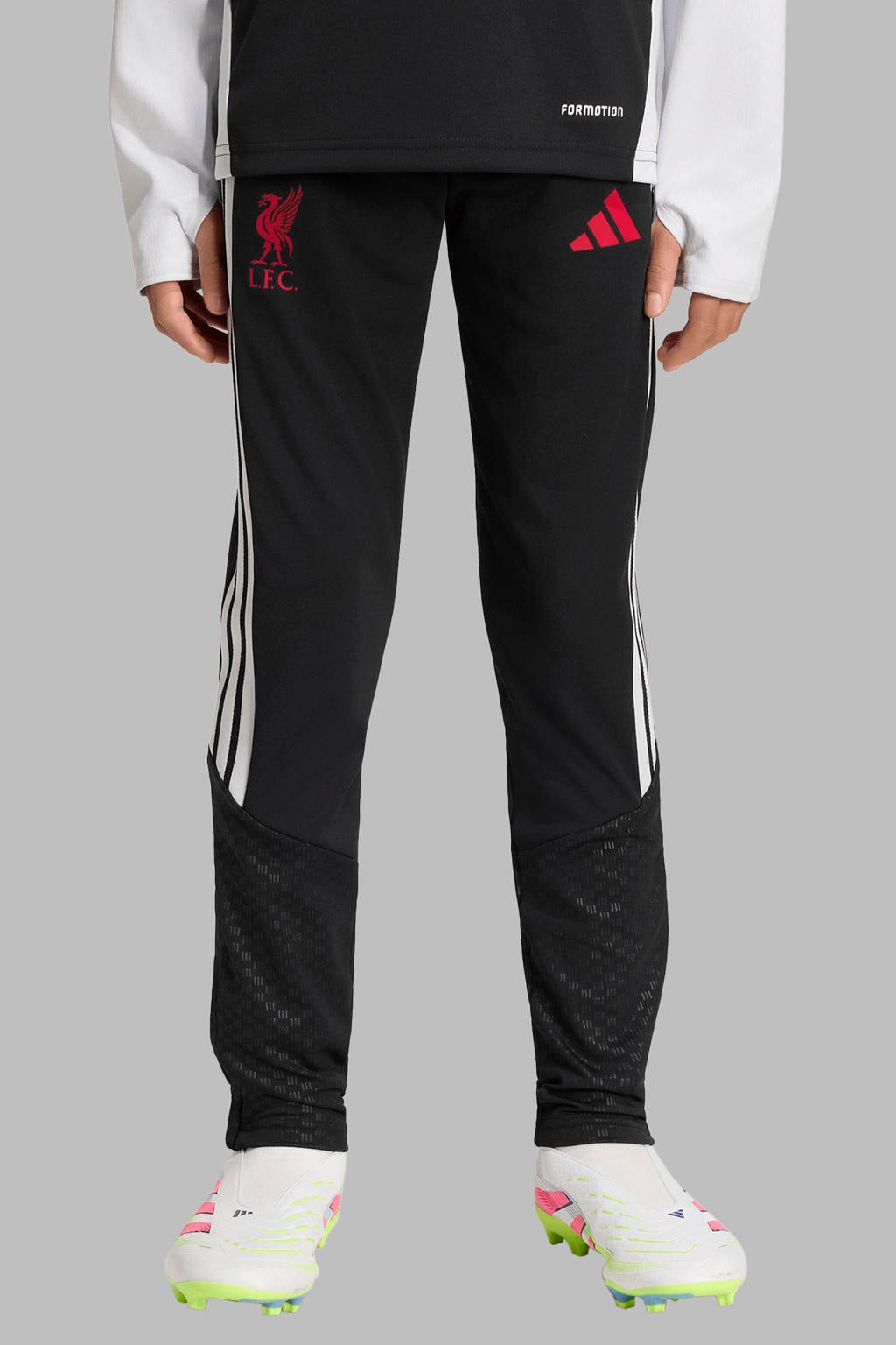 Zwart, rood en witte jongens en meisjes adidas Performance voetbalbroek van polyester