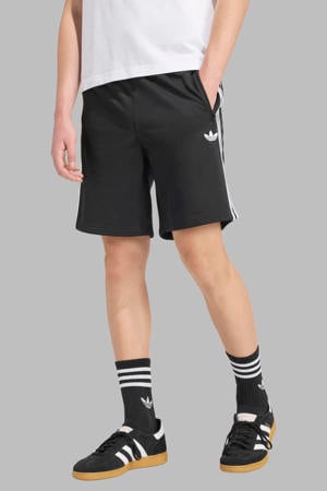 regular fit gestreepte sweatshort - zwart/wit