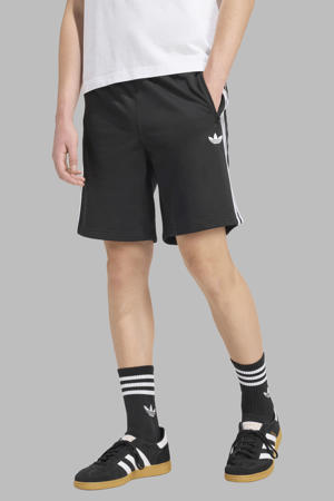 regular fit gestreepte sweatshort - zwart/wit