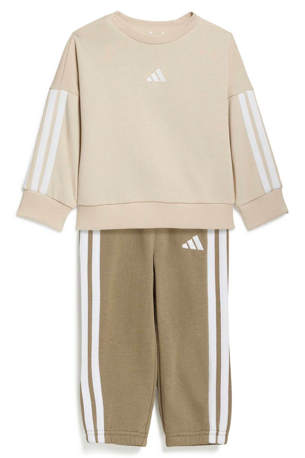 adidas Sportswear joggingpak met ronde hals - beige/olijfgroen
