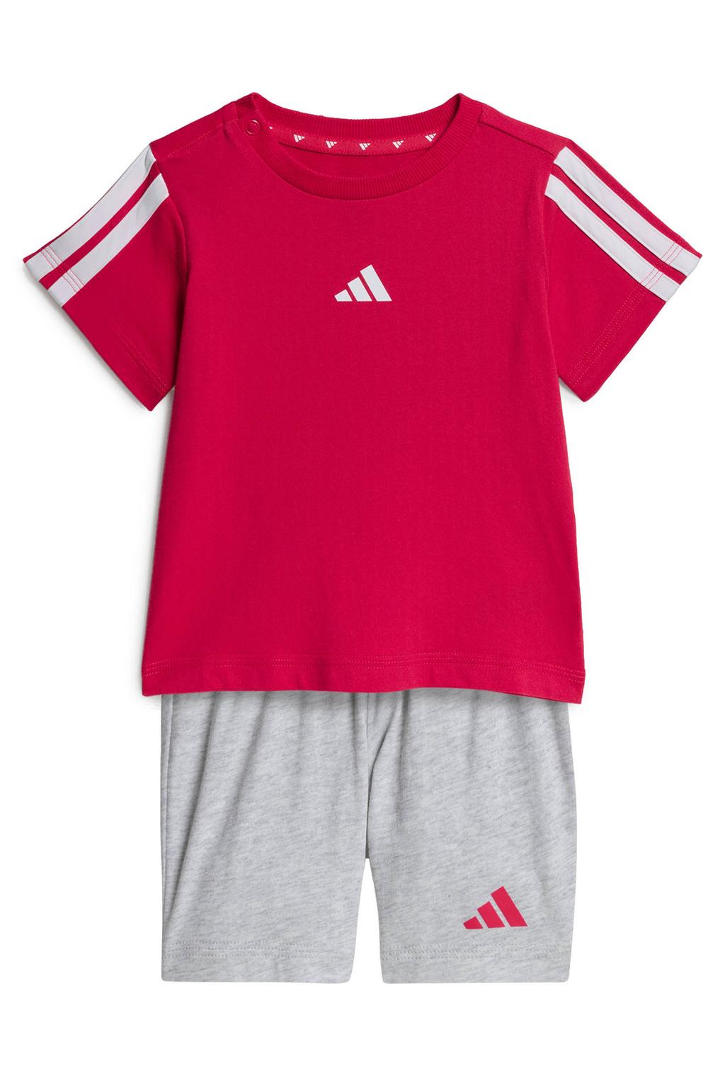 adidas Sportswear set T-shirt + short - rood/grijs