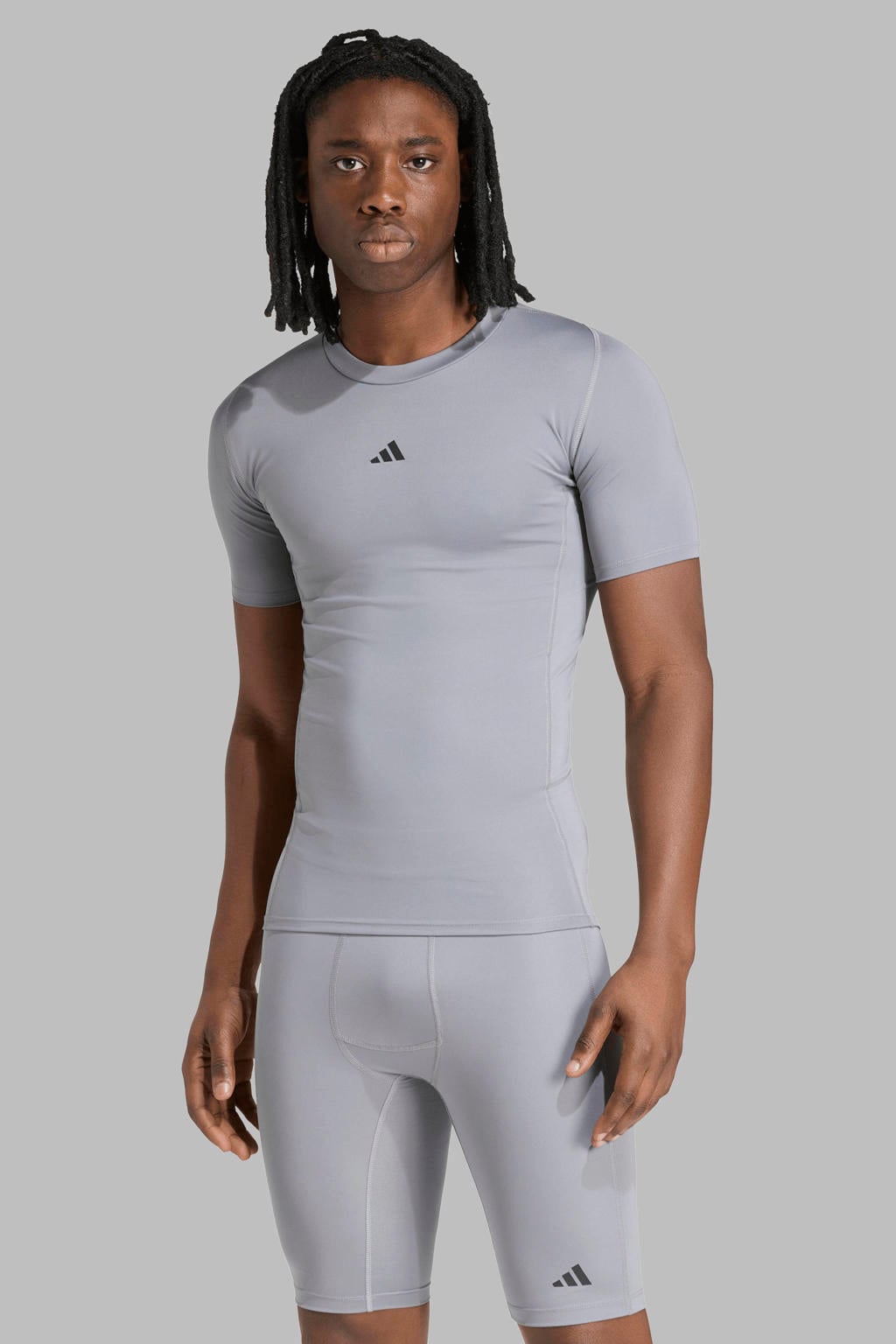 adidas Performance compressie sportshirt - grijs