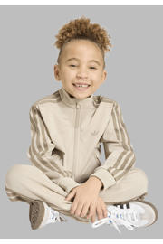 thumbnail: adidas Originals Firebird gestreept joggingpak met opstaande kraag - beige