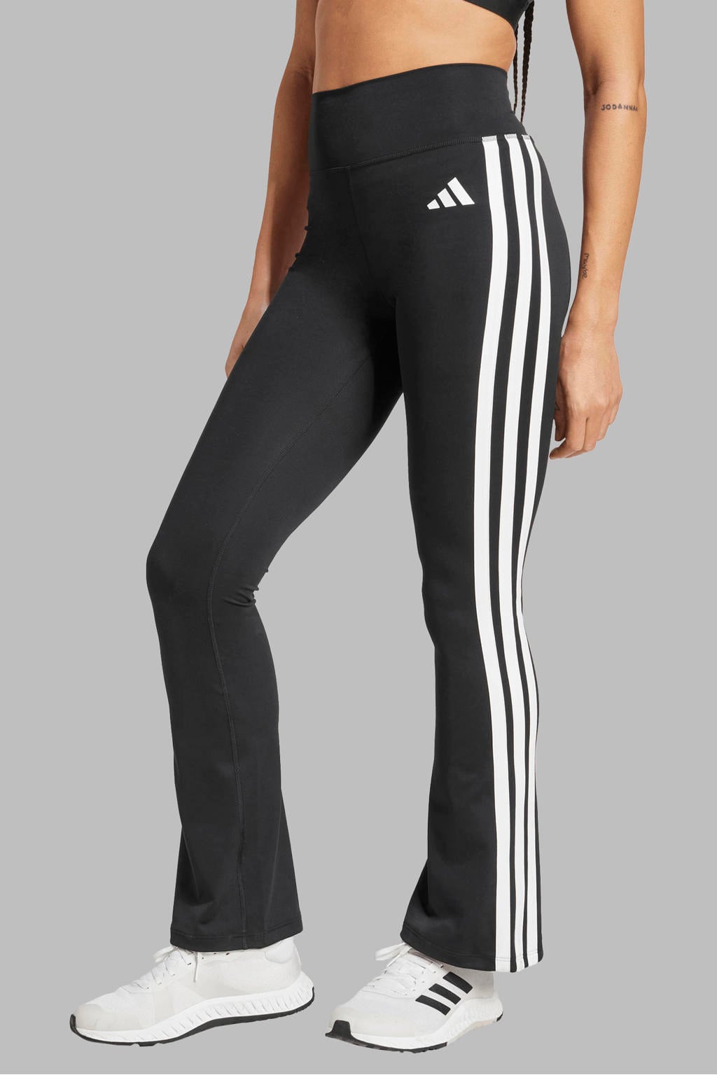 Zwarte dames adidas Performance sportlegging Optimé van polyester met high waist en elastische tailleband