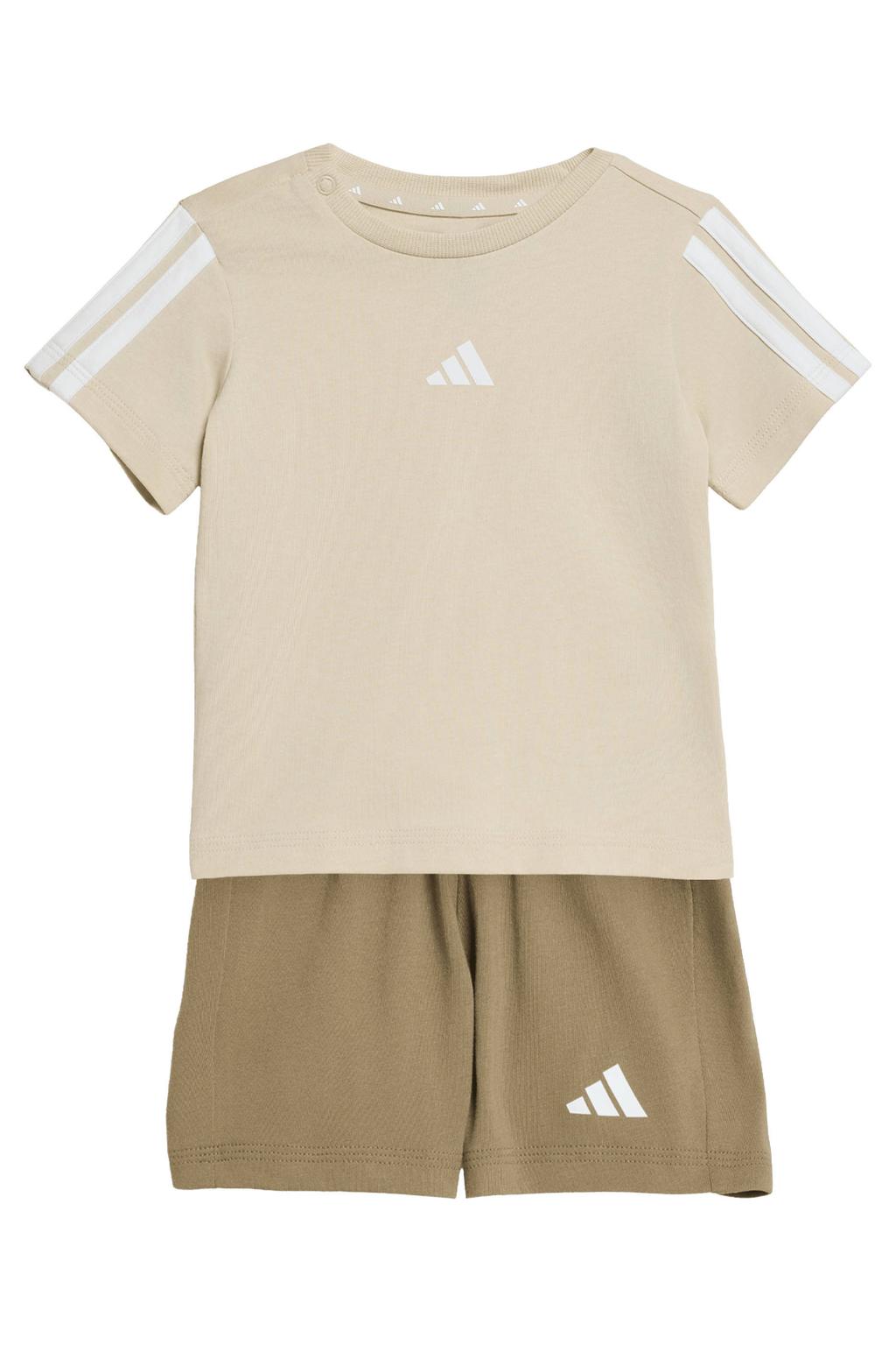 adidas Sportswear set T-shirt + short - beige/bruin
