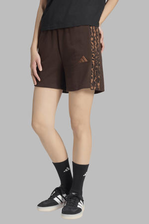 regular fit sweatshort met panterprint - bruin