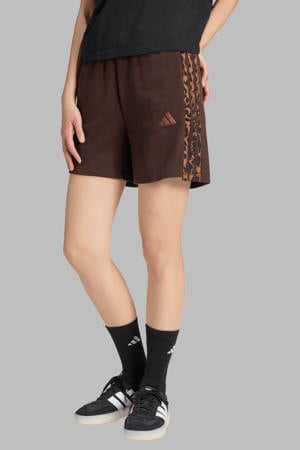 regular fit sweatshort met panterprint - bruin