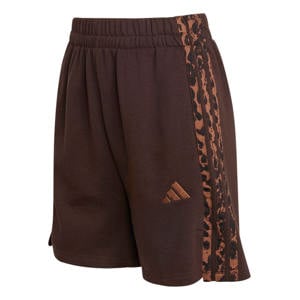 regular fit sweatshort met panterprint - bruin