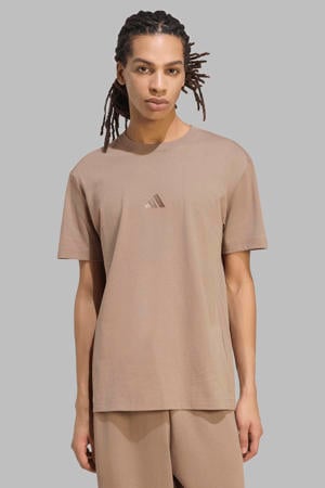 regular fit T-shirt met logo - beige