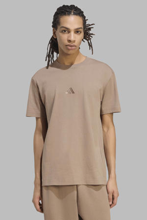 regular fit T-shirt met logo - beige