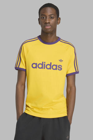 Ringer T-shirt met logo - geel/paars