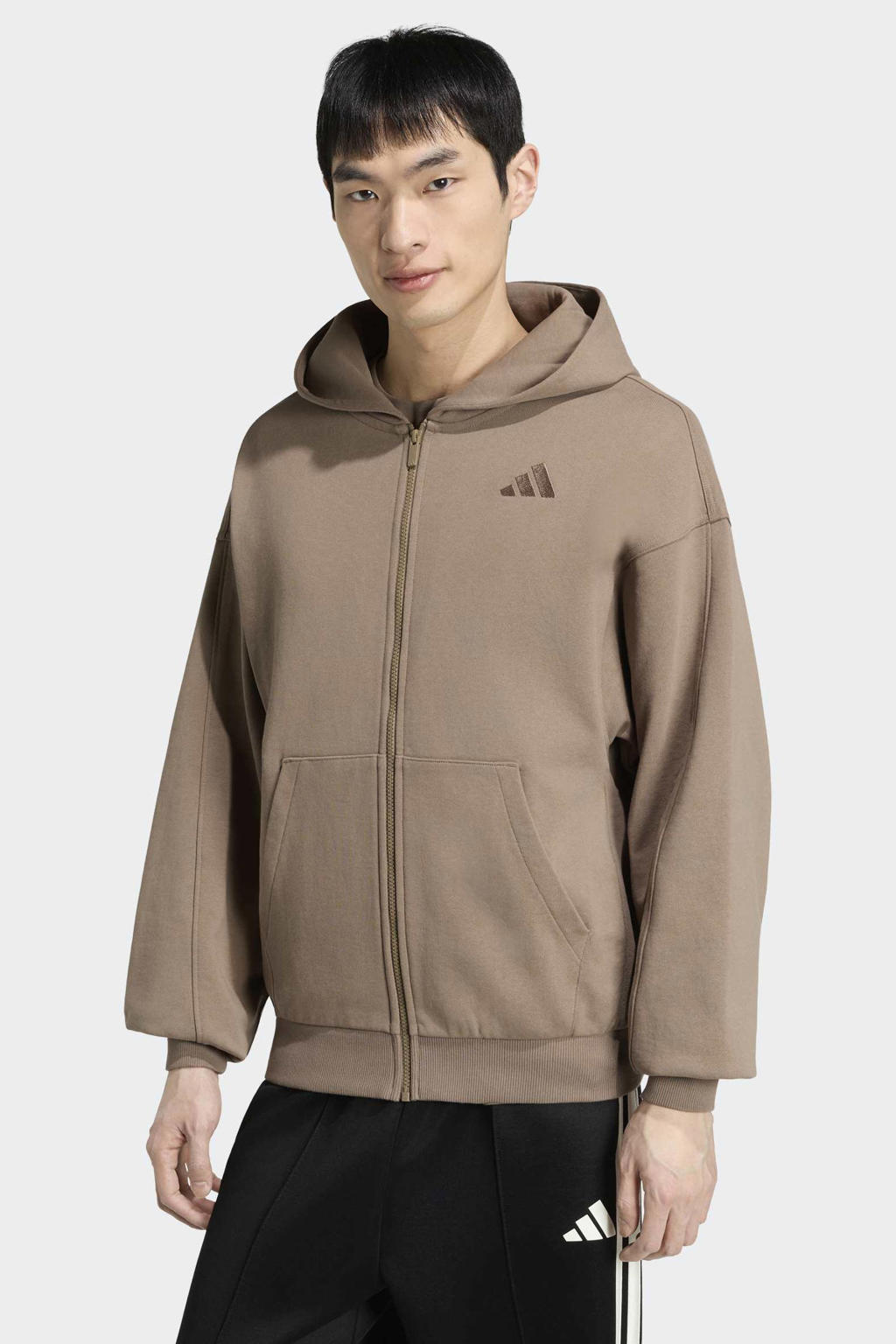 adidas Sportswear katoenen sweatvest - bruin