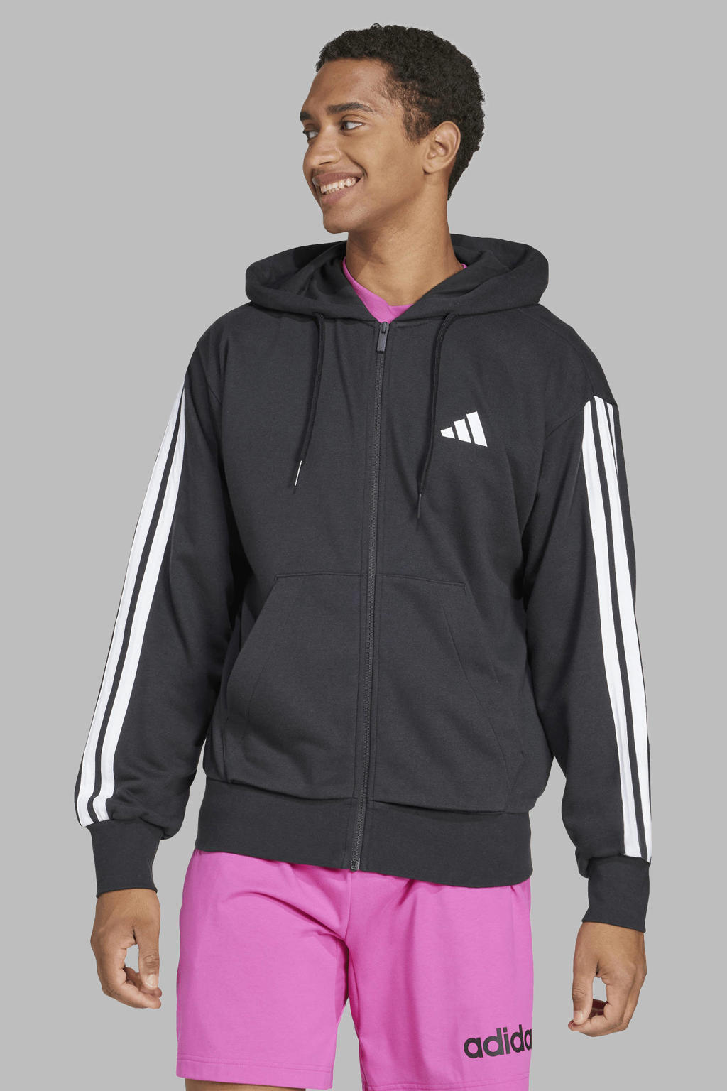 adidas Sportswear katoenen sweatvest - zwart/wit