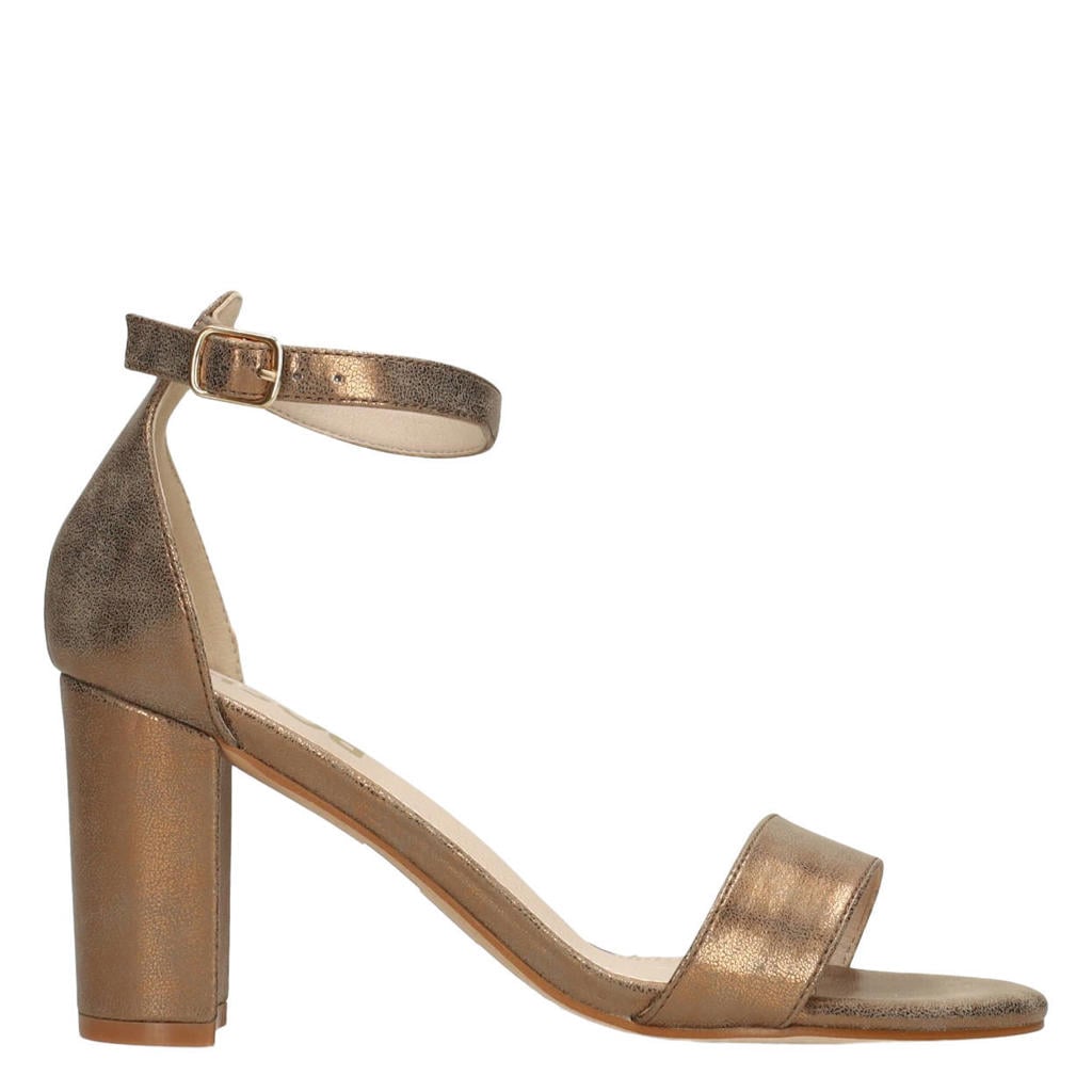POSH by Poelman Laurie imitatieleren sandalen met blokhak - brons