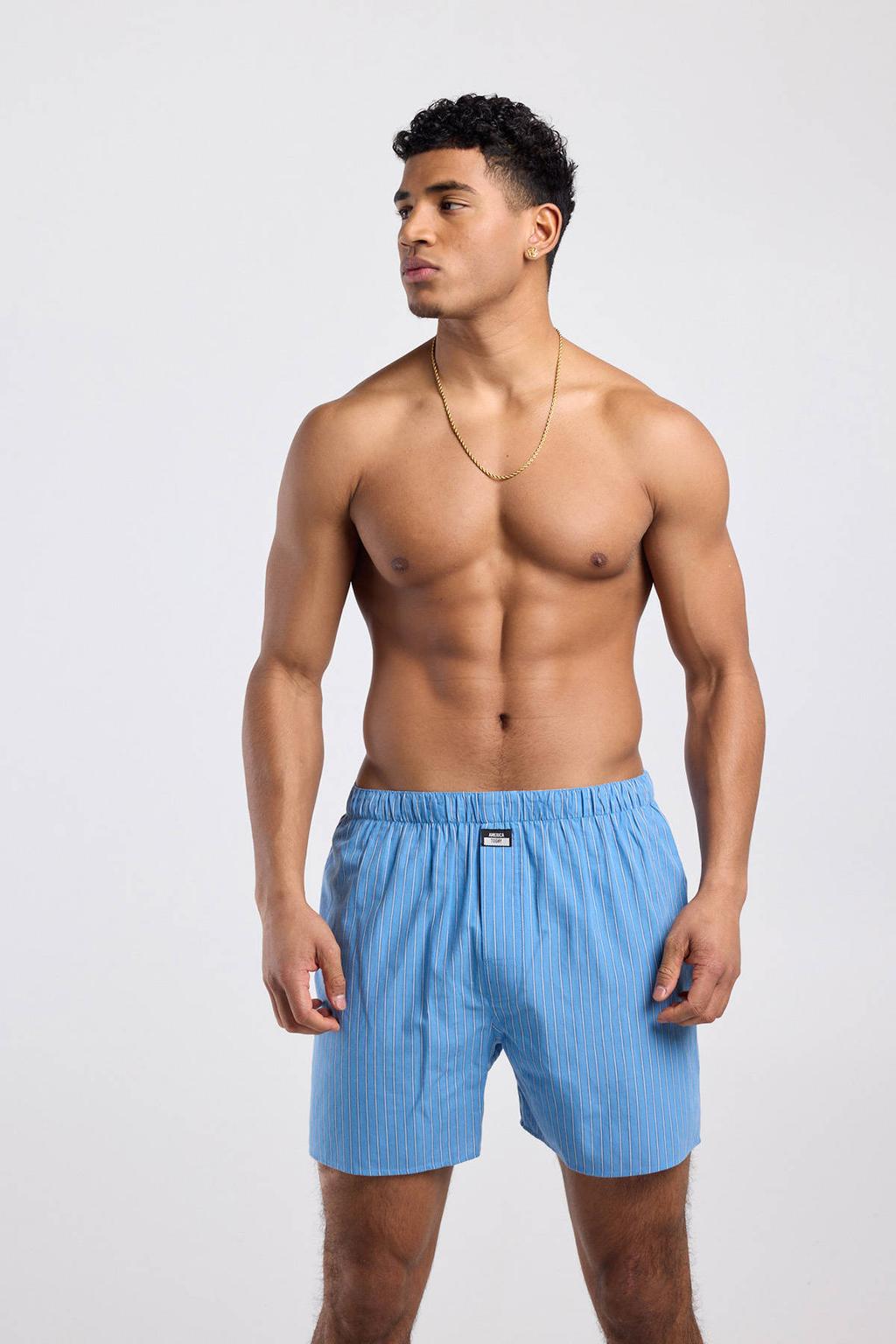 America Today wijde gestreepte boxershort - blauw