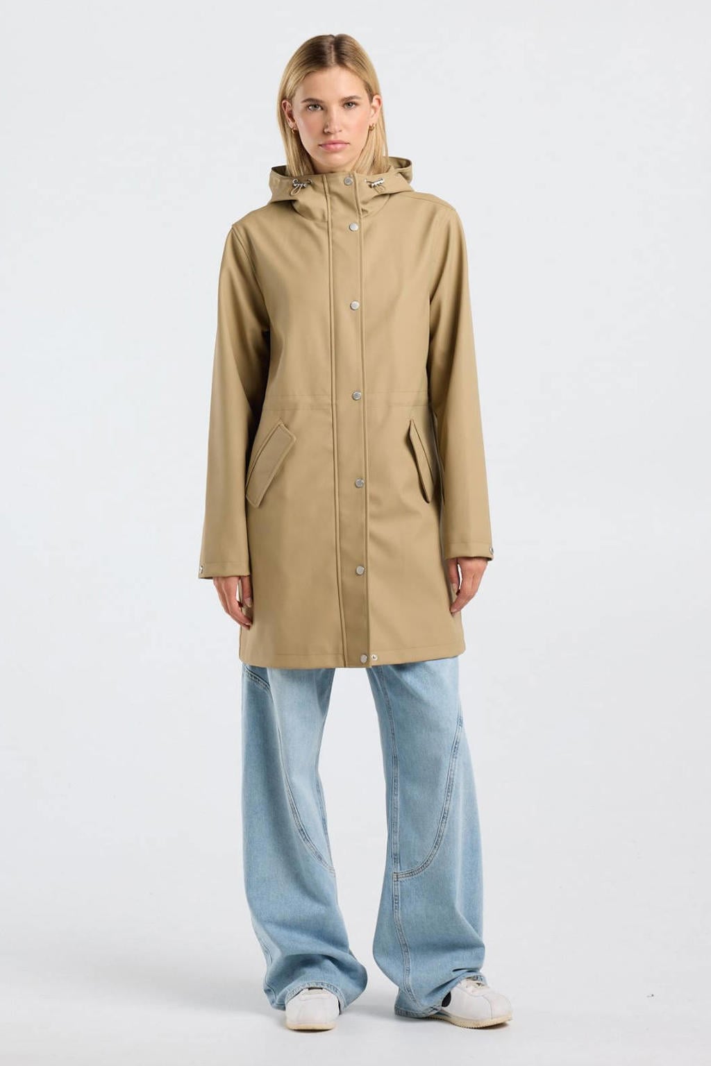Gele dames America Today regenjas van polyester met opstaande kraag
