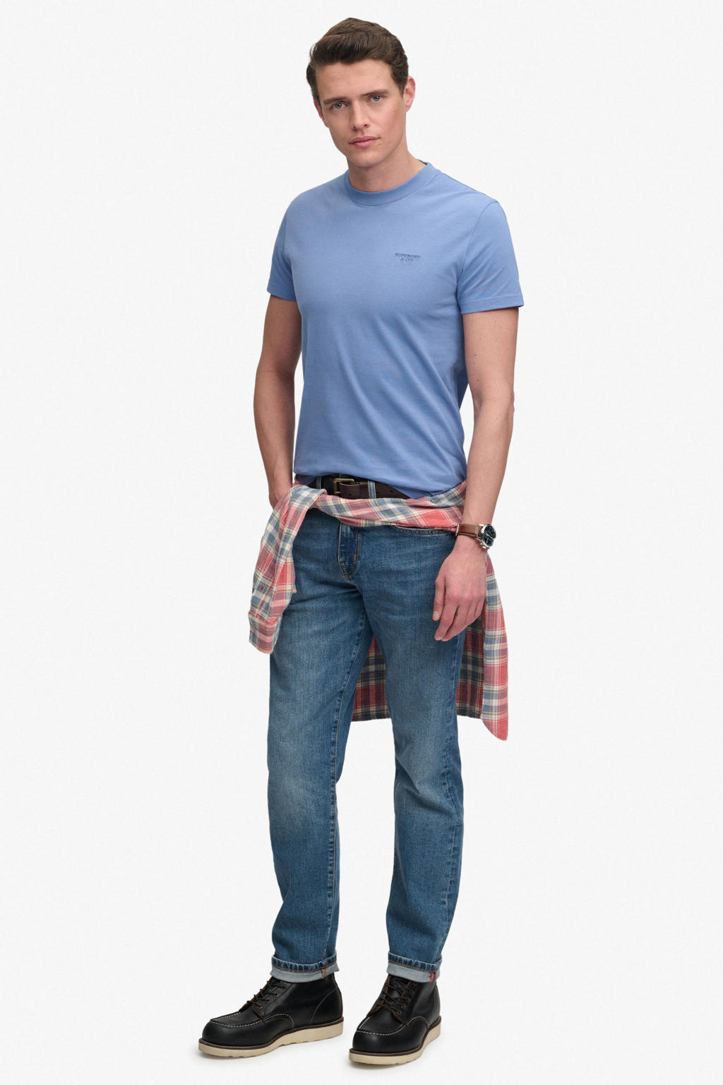 Superdry slim fit gemêleerd T-shirt - blauw
