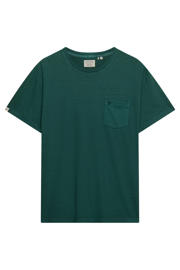 thumbnail: Superdry linnen regular fit T-shirt - smaragdgroen