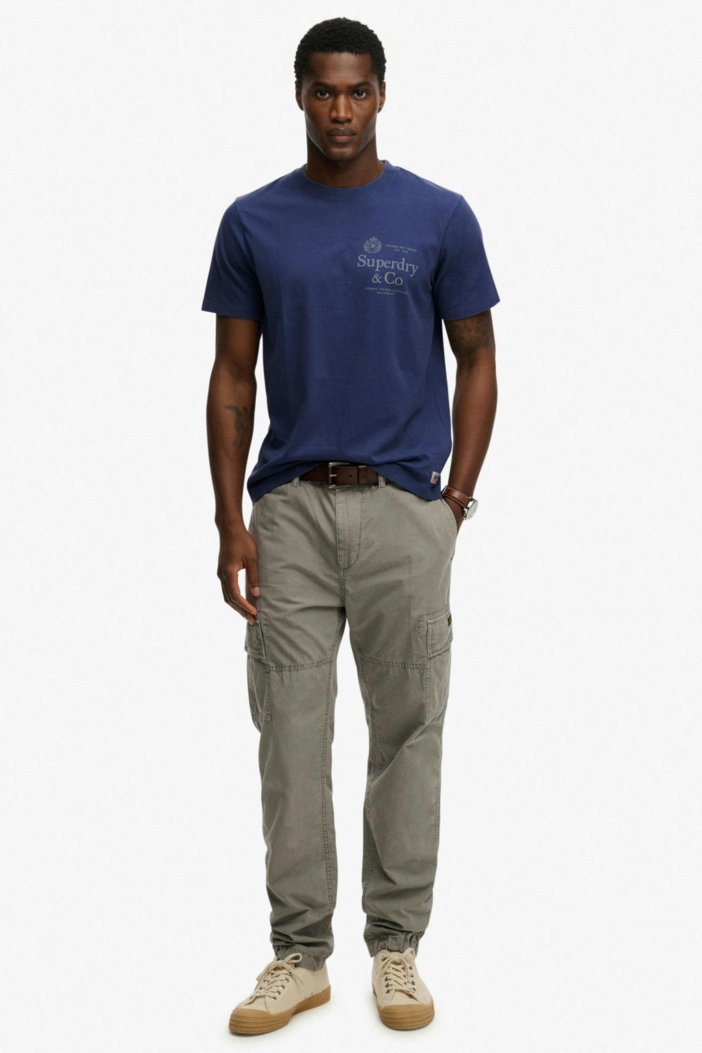 Superdry regular fit T-shirt met logo - hampton blauw