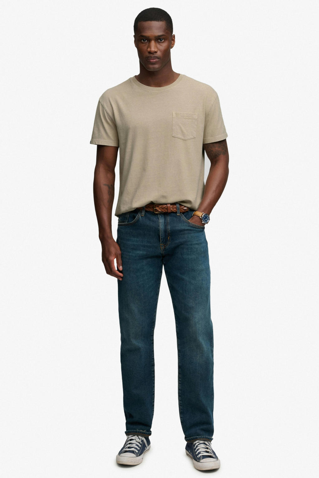 Superdry linnen regular fit T-shirt - crème
