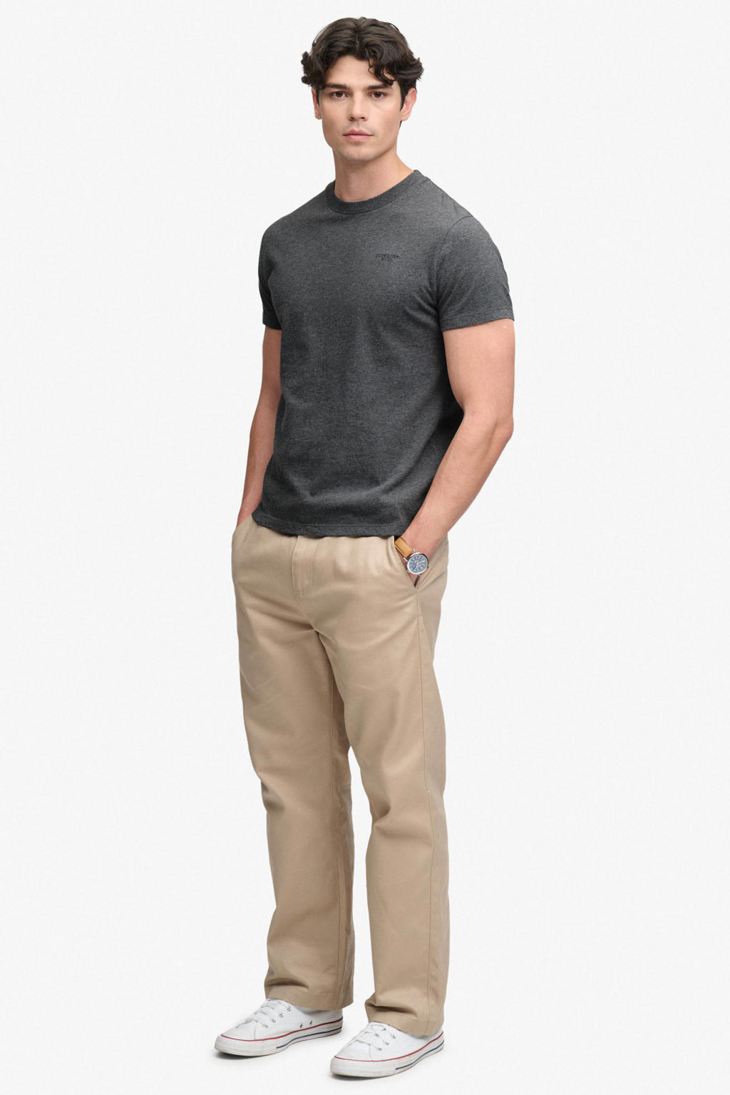 Superdry slim fit gemêleerd T-shirt - grijs/steengrijs