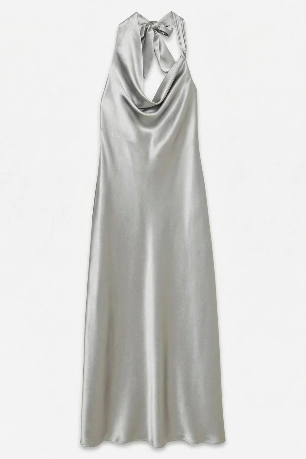 VERO MODA maxi halterjurk met plooien - zilver