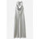 VERO MODA maxi halterjurk met plooien - zilver
