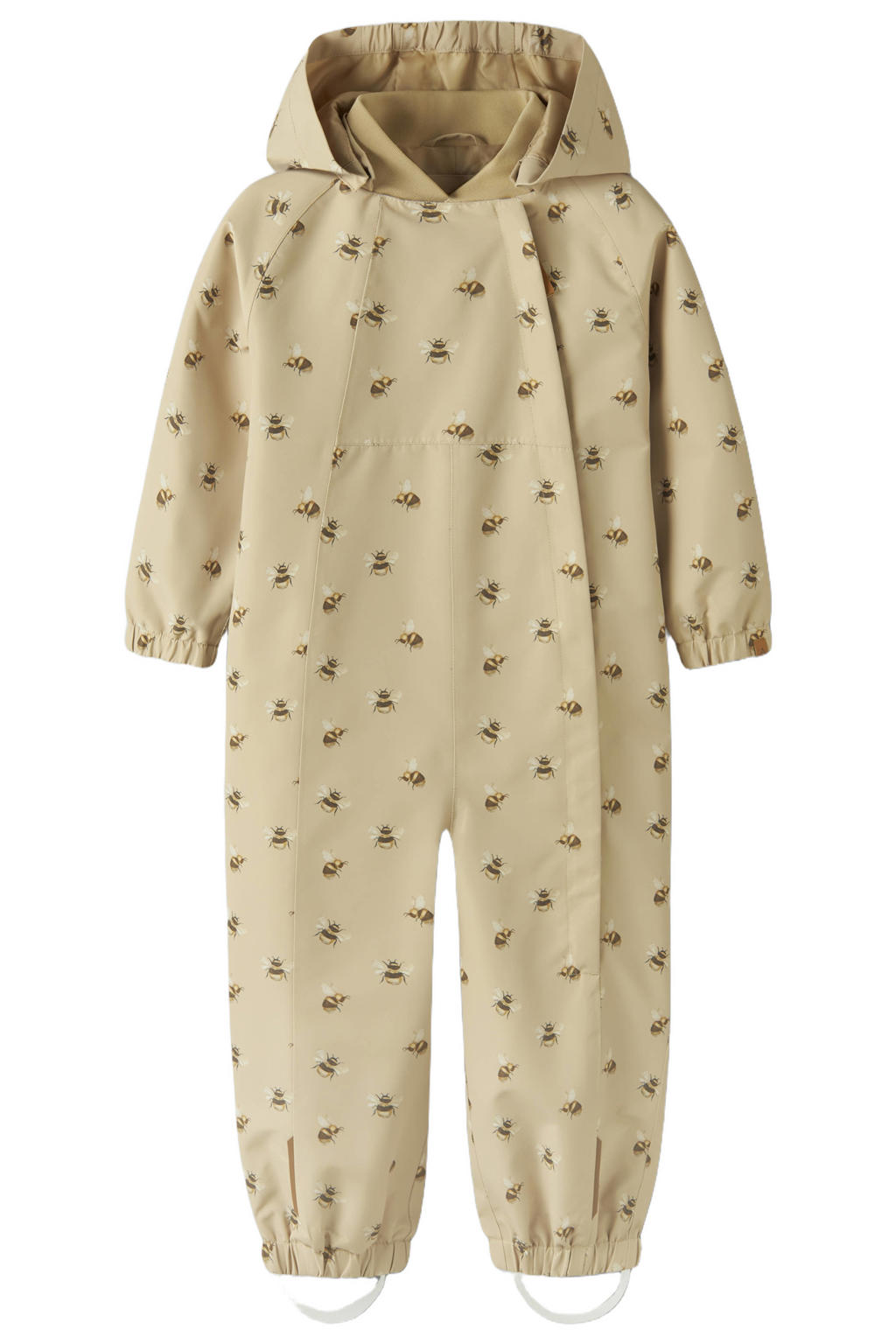 Beige jongens en meisjes LIL' ATELIER MINI buitenspeelpak van polyester met lange mouwen, capuchon en ritssluiting