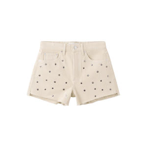 regular fit denim short met studs - beige