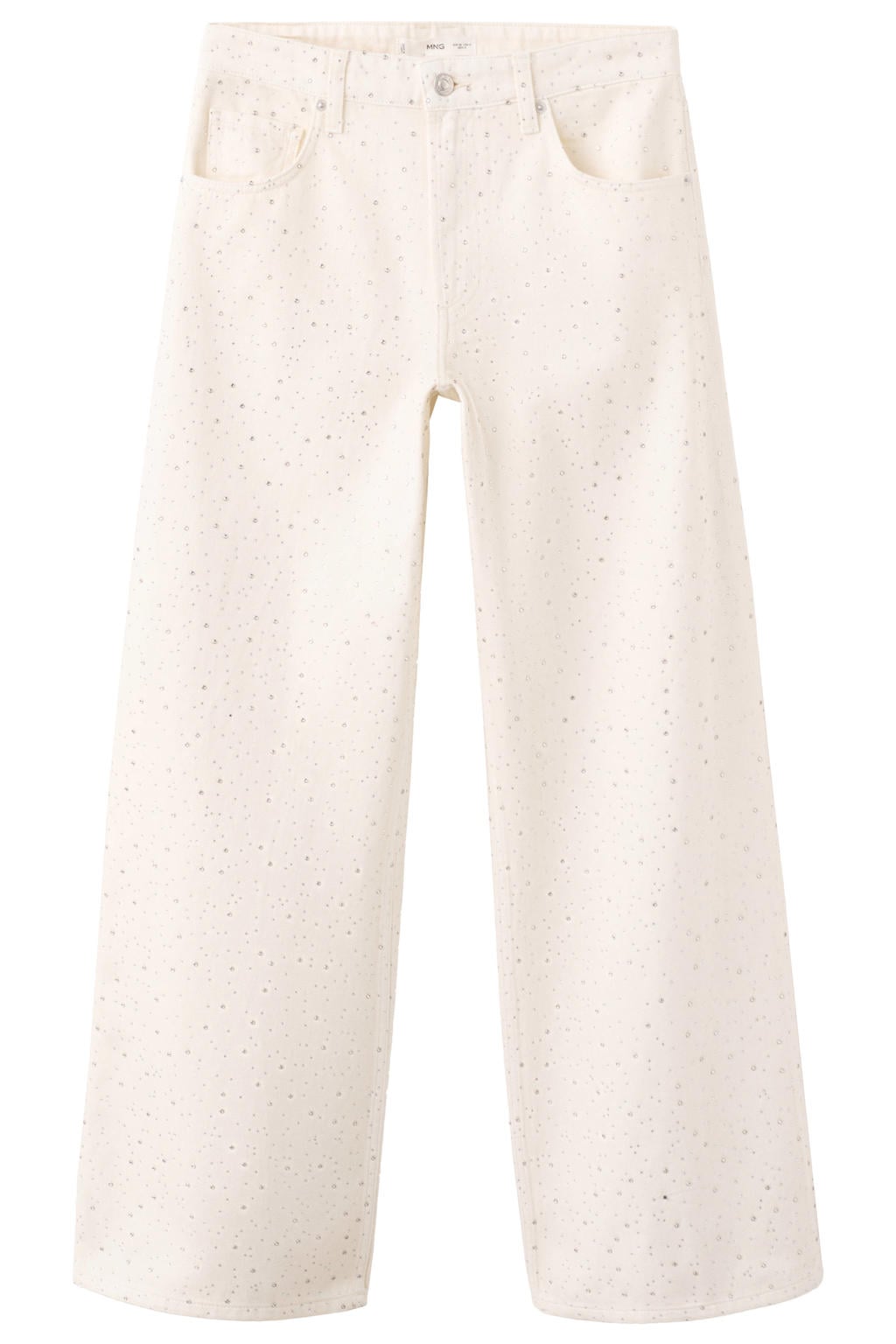 Mango wide leg jeans met strass-steentjes - wit