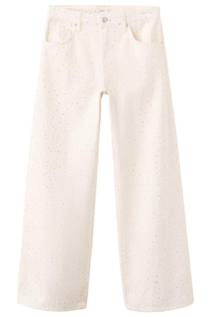 wide leg jeans met strass-steentjes - wit