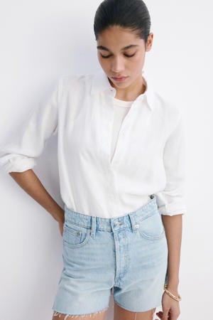 straight leg denim short - lichtblauw