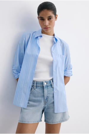straight leg denim short - lichtblauw