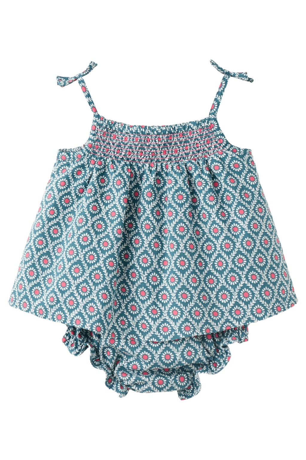 Mango Kids korte jurk met ruches en print - blauw