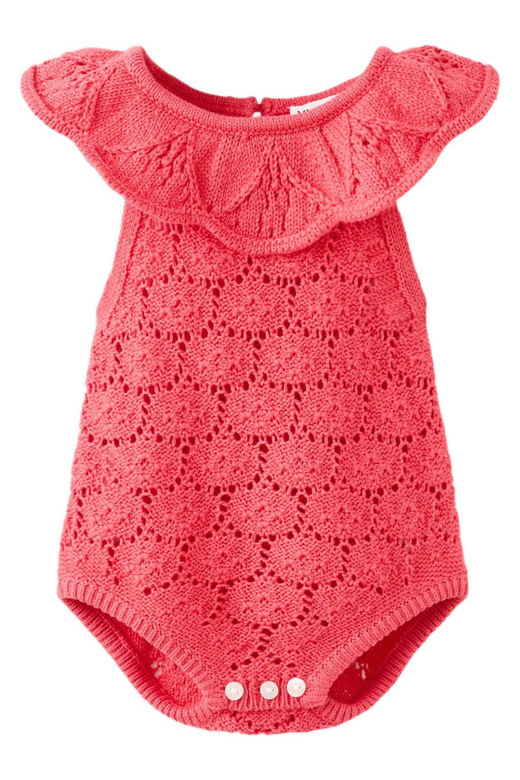 Mango Kids katoenen gehaakte romper met ruches - roze